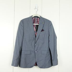 Ted Baker Debonair Stripe Wool Suit Jacket 2 Button Mens SZ 38R Gray Fashion Fit